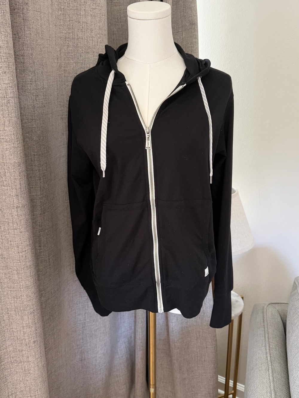Vuori Black Zip-Up Hooded Sweatshirt